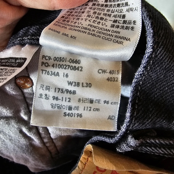 Levi's 501 Black Denim Jeans Original Fit Big & Tall Men's Size 38 x 30 - Picture 3 of 11